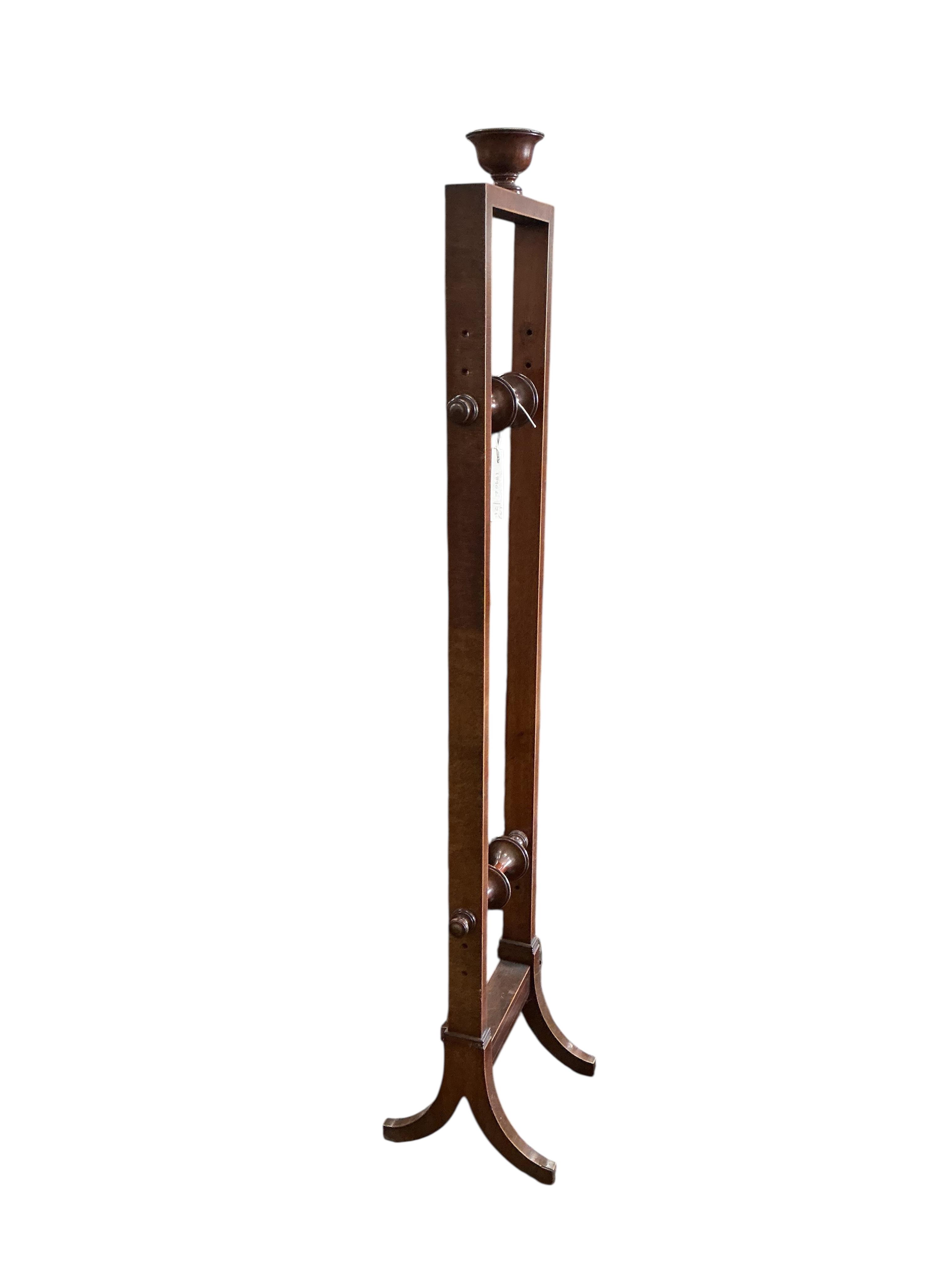 A Victorian adjustable piano stool, a Burmese vase stand and a wool winder